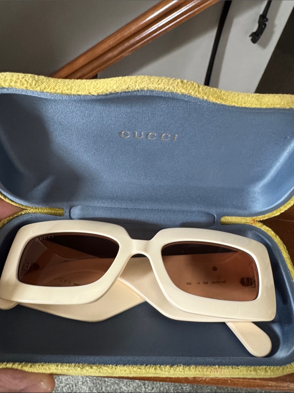 Authentic Gucci Cream Sunglasses with Gold Double-G Accents - Picture 3 of 17